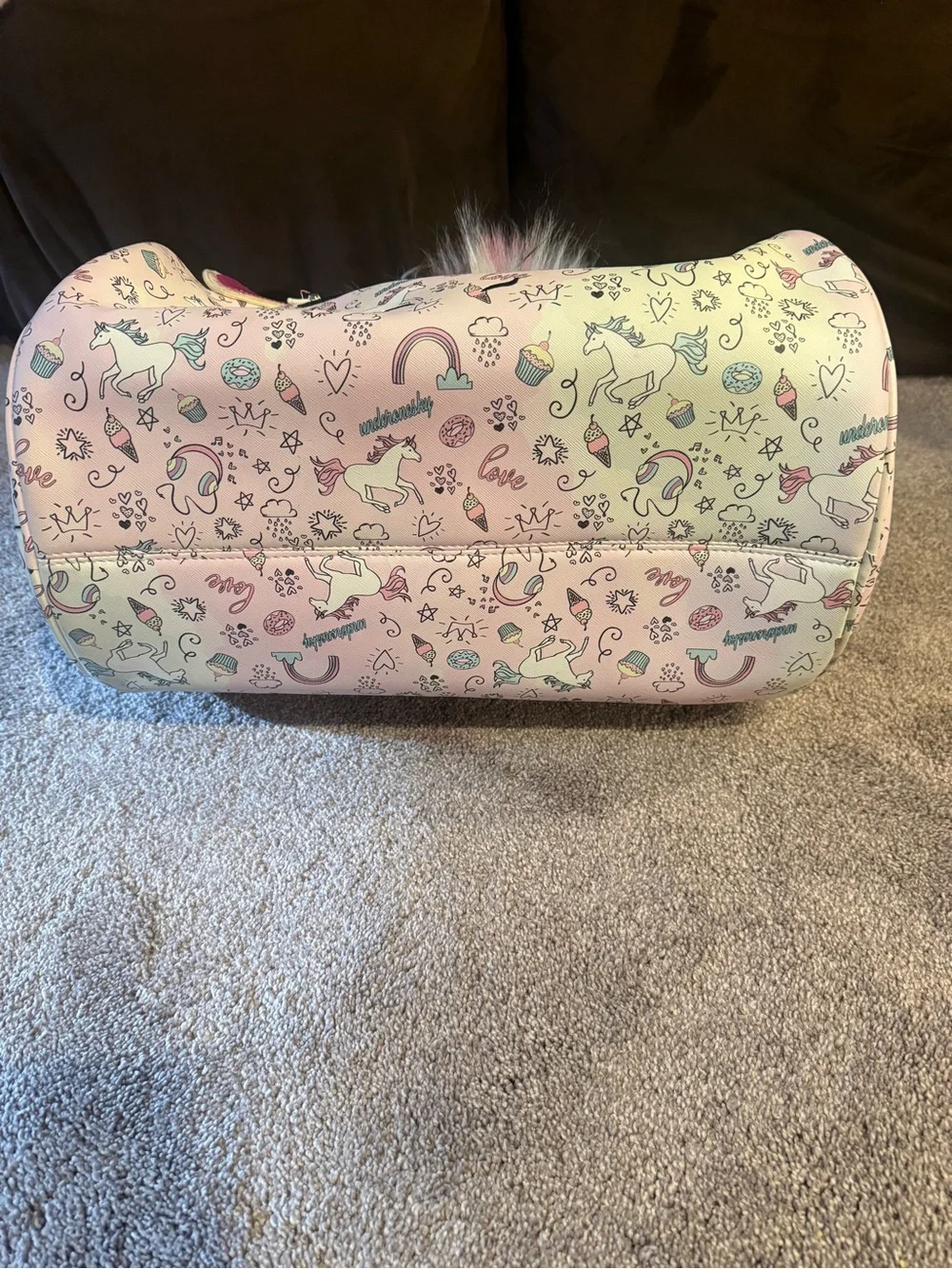 Under One Sky Pink Unicorn Tote with Multicolor Pom Pom